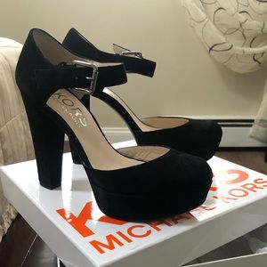 Kors Michael Kors Black Sued Heels Size 7